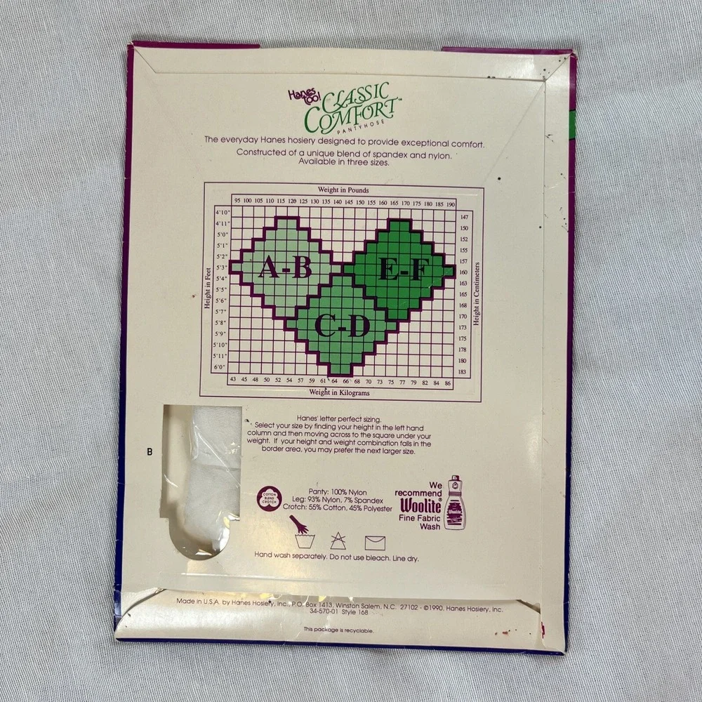 Hanes Too Classic Comfort Sheer Sandalfoot 168 Vintage Pantyhose 1990‎ AB